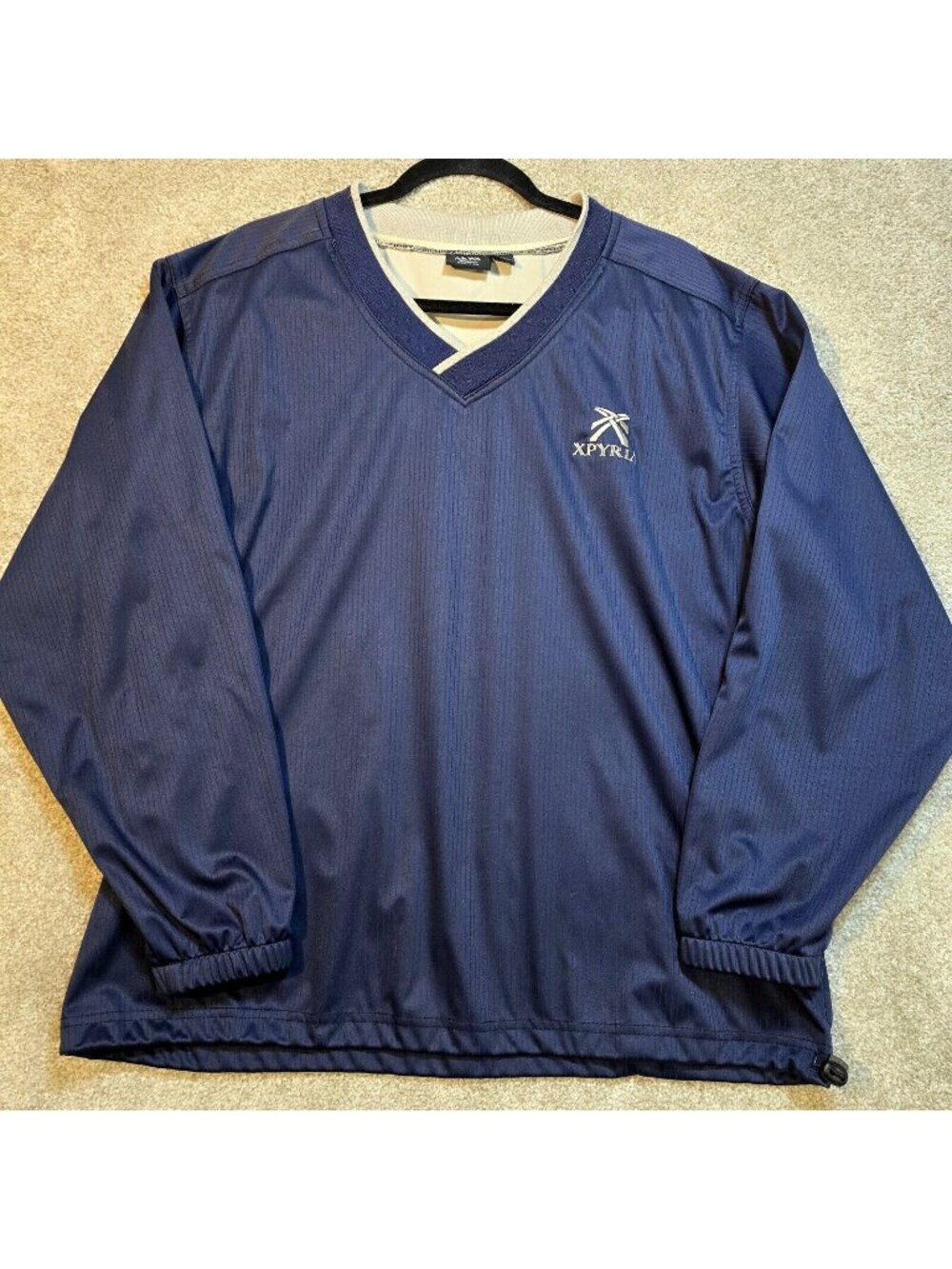 Golf Pullover Windbreaker Jacket XPYRIA AKWA Classic Blue V-Neck USA Made Men L